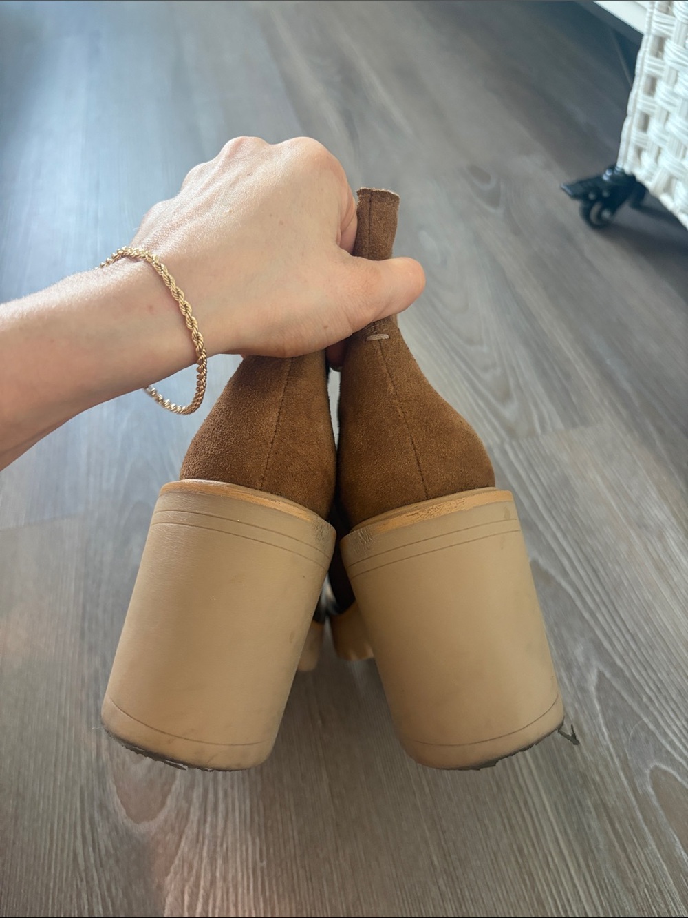 Dolce Vita Chestnut Suede Chunky Heel Ankle Boots - Picture 5 of 5
